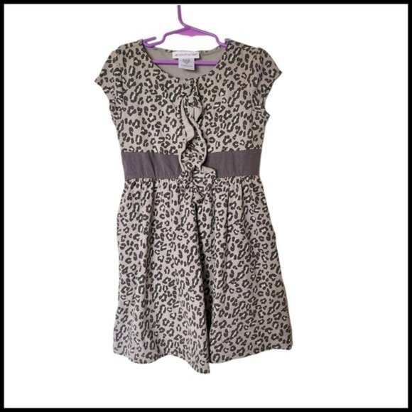 American Girl Sweet Savannah‎ Tan Leopard Print Dress size 10 Girls Ruffle - Picture 1 of 7
